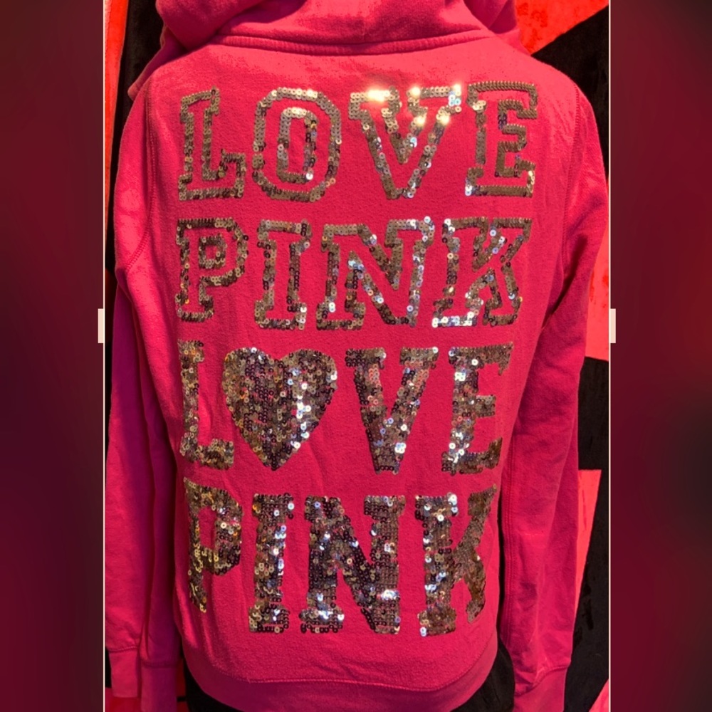 Rare Htf Pink Vs full zip bling hoodie